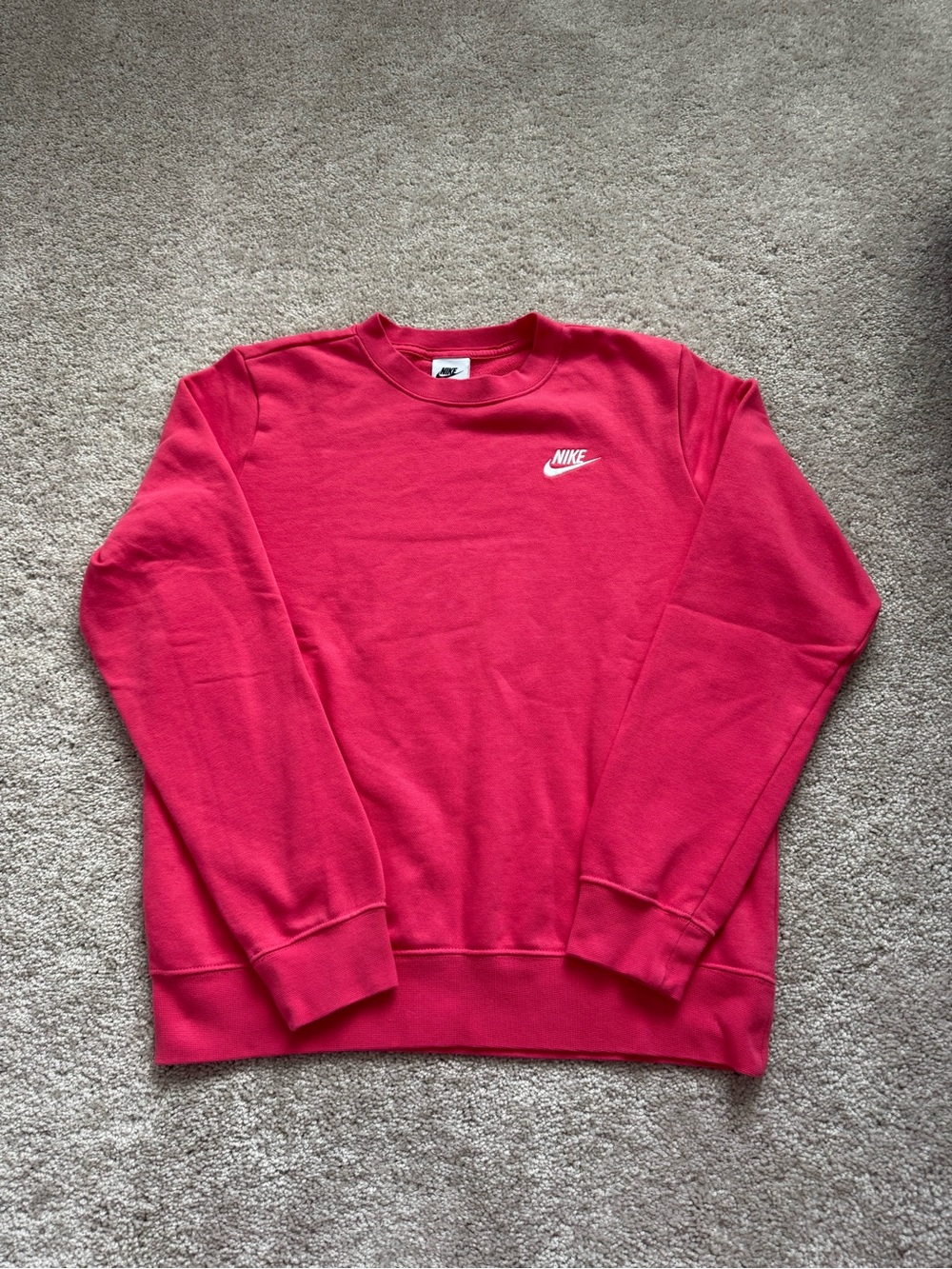 Nike Bright Pink Crewneck Sweatshirt with White Logo